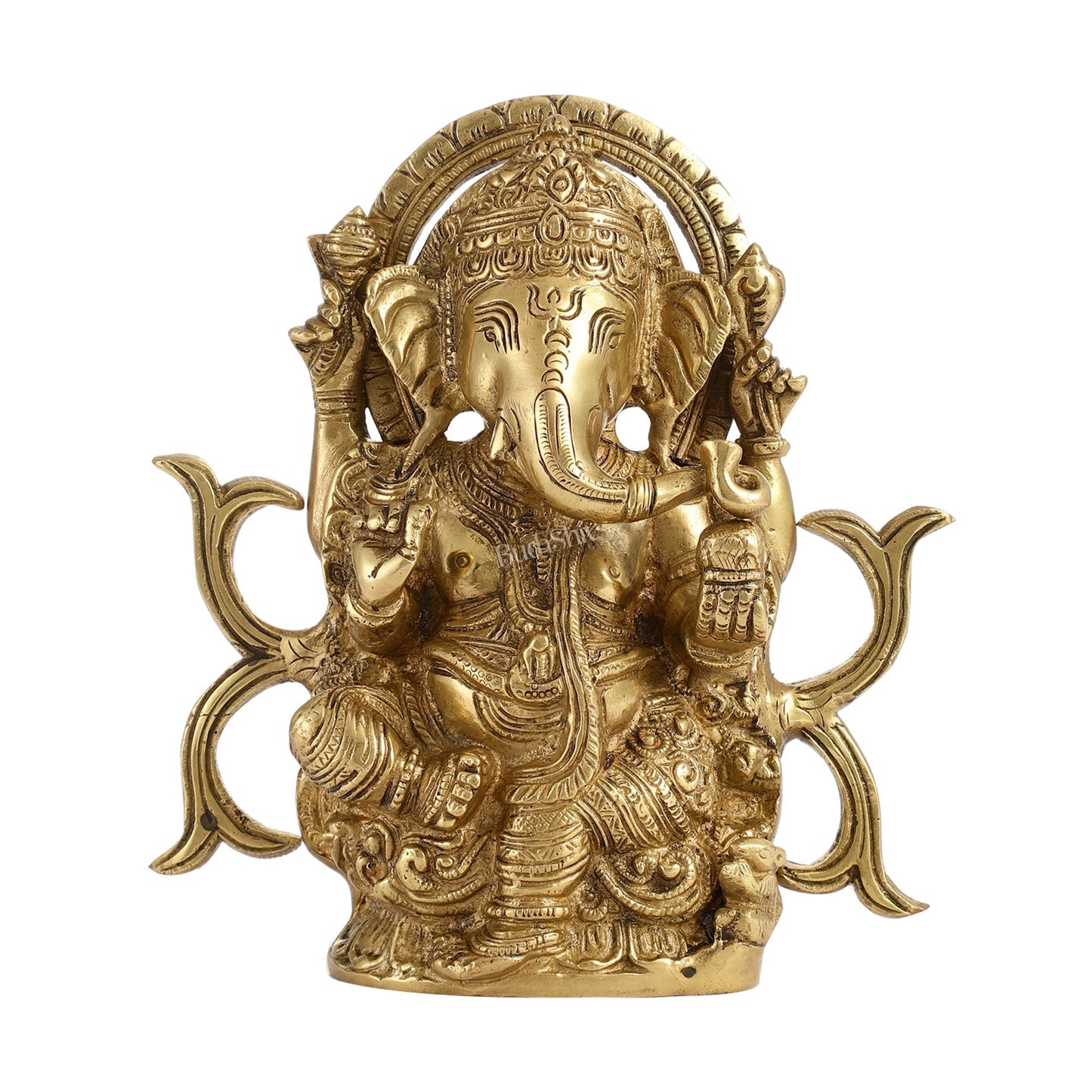11.5-Inch Brass Ganesha Idol – Handcrafted Decorative Statue for Home, Office, or Meditation Space | Artisan Metal Sculpture-4