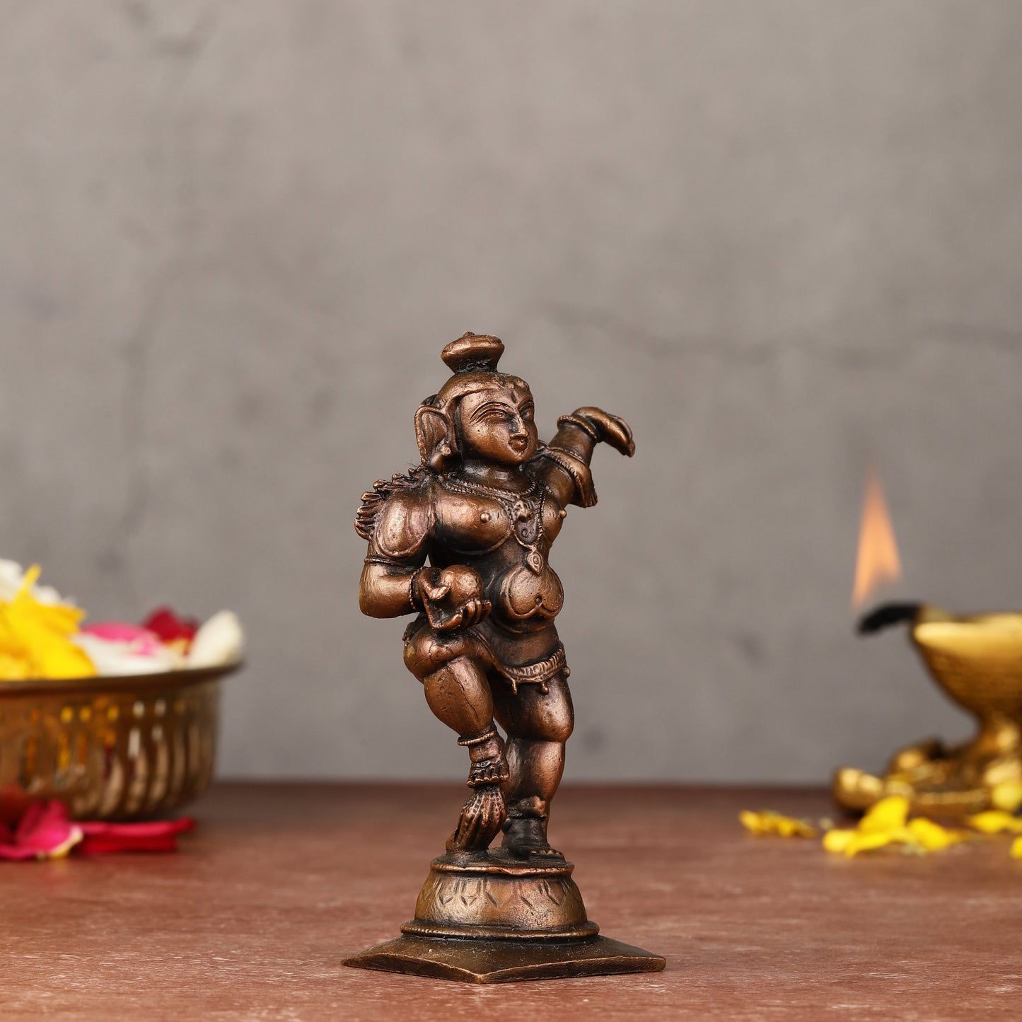 Pure Copper Dancing Krishna Idol - 3.75-inch-2