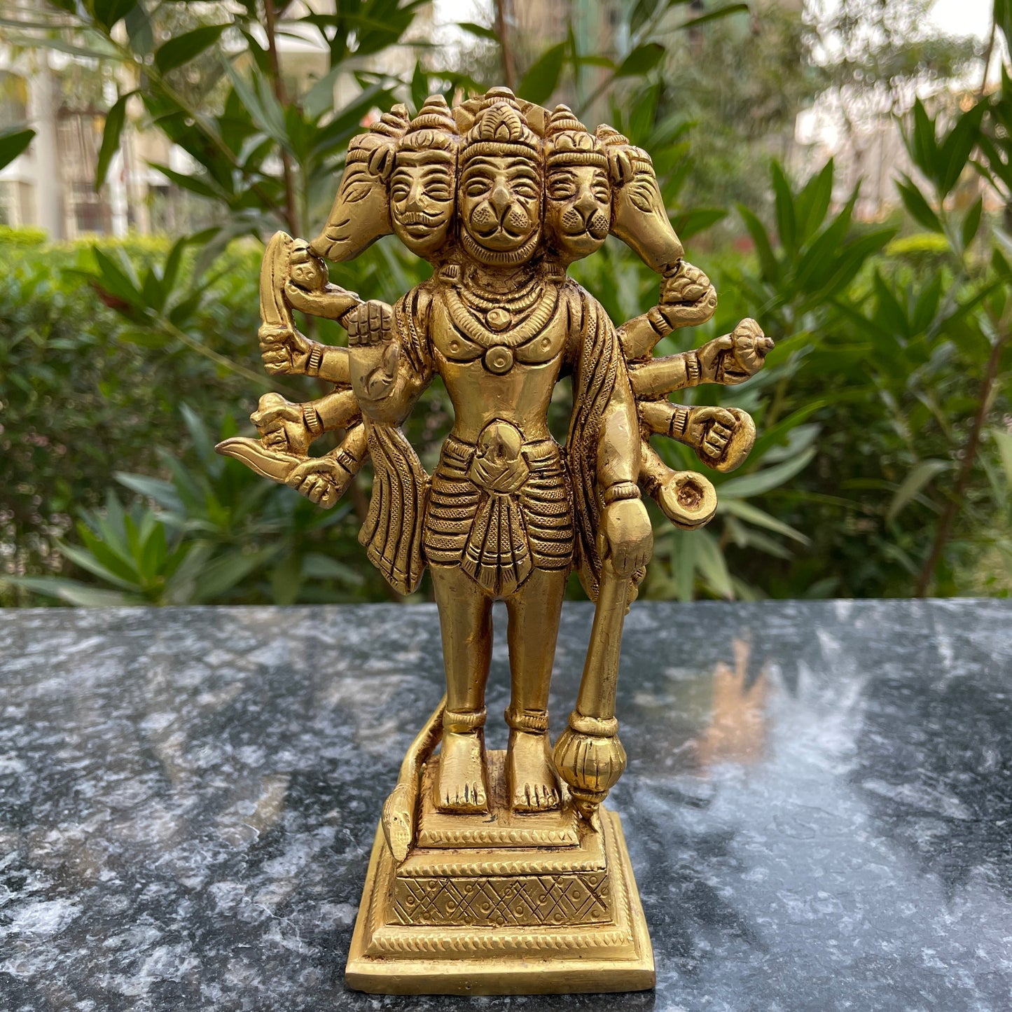 Brass Lord Panchmukhi Hanuman 7 Inches Idol-3