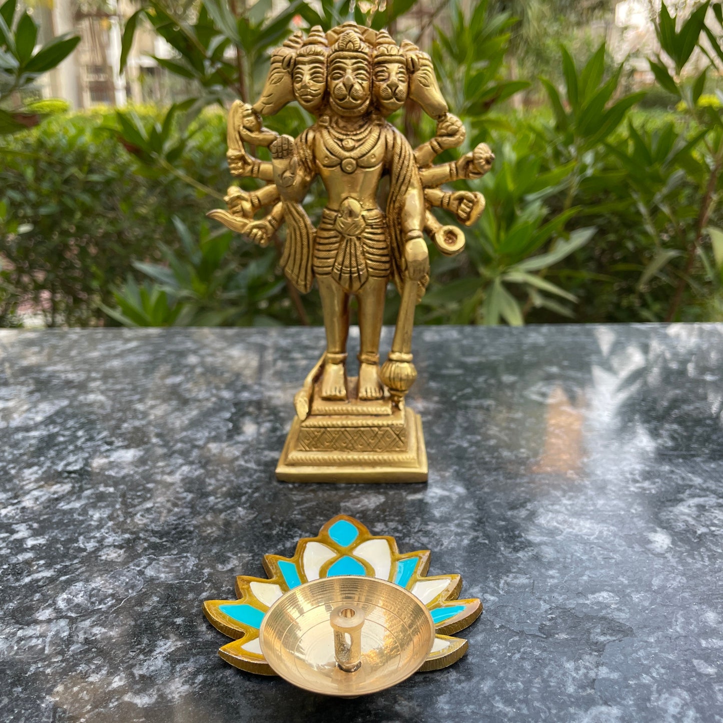 Brass Lord Panchmukhi Hanuman 7 Inches Idol-2