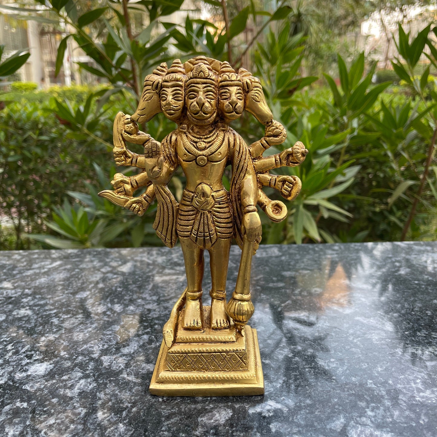Brass Lord Panchmukhi Hanuman 7 Inches Idol-0