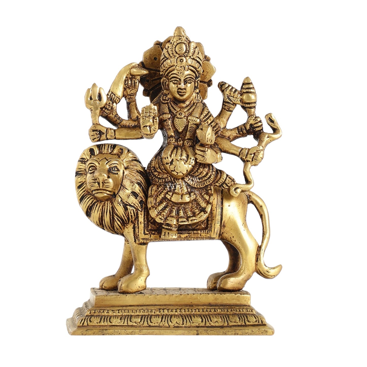 Brass Durga Ma Sherawali Idol - 7 Inch-4