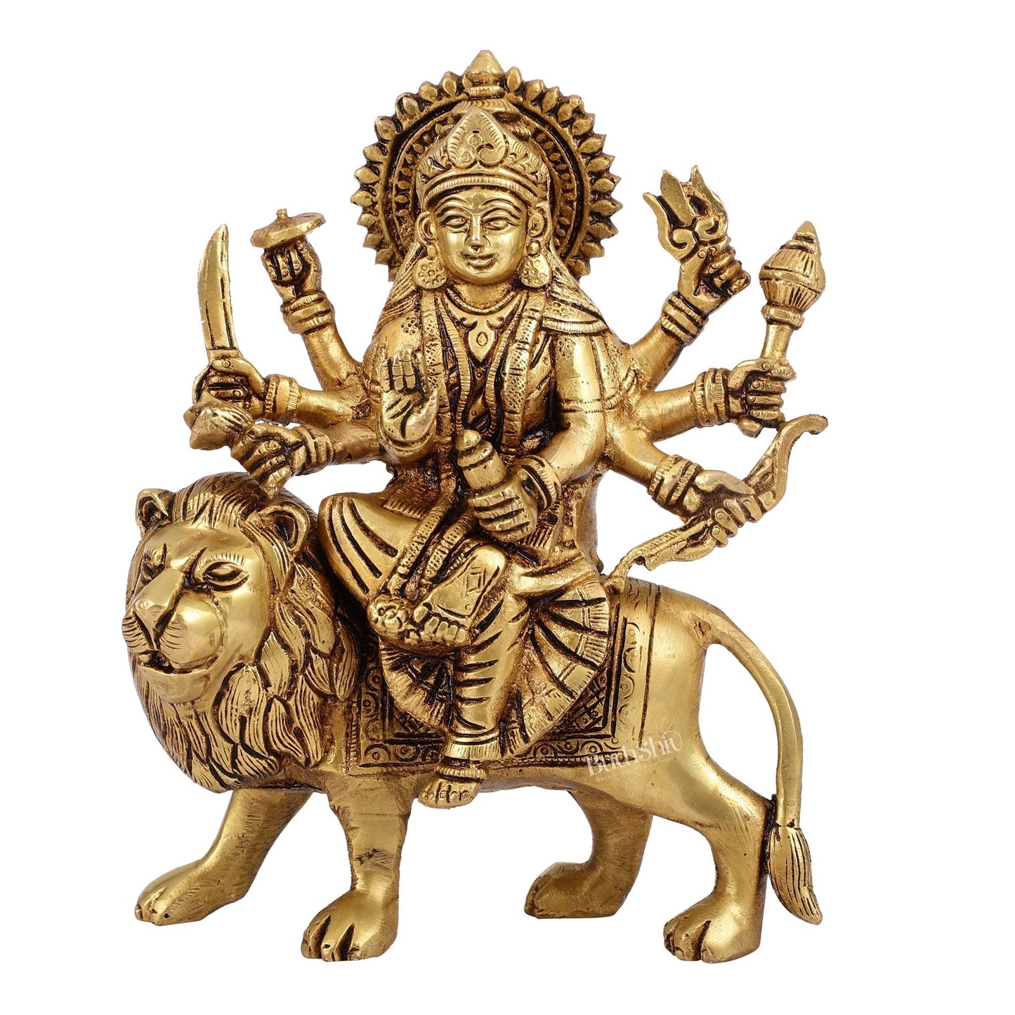 Exquisite Brass Durga Idol | Intricately Crafted 8.5"-4