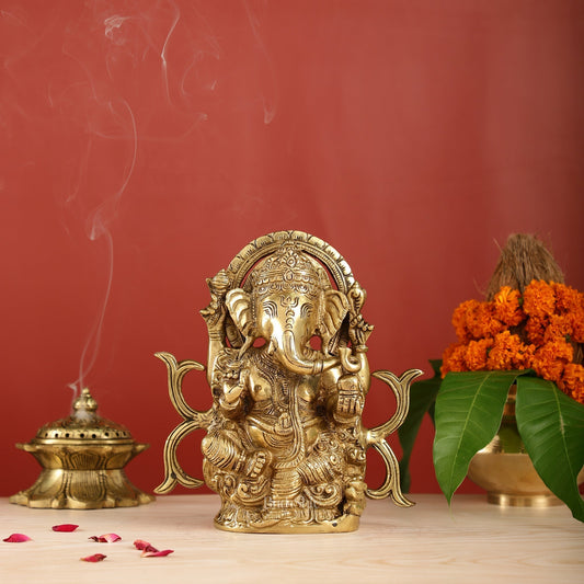 11.5-Inch Brass Ganesha Idol – Handcrafted Decorative Statue for Home, Office, or Meditation Space | Artisan Metal Sculpture-0