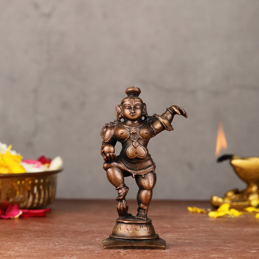 Pure Copper Dancing Krishna Idol - 3.75-inch-0