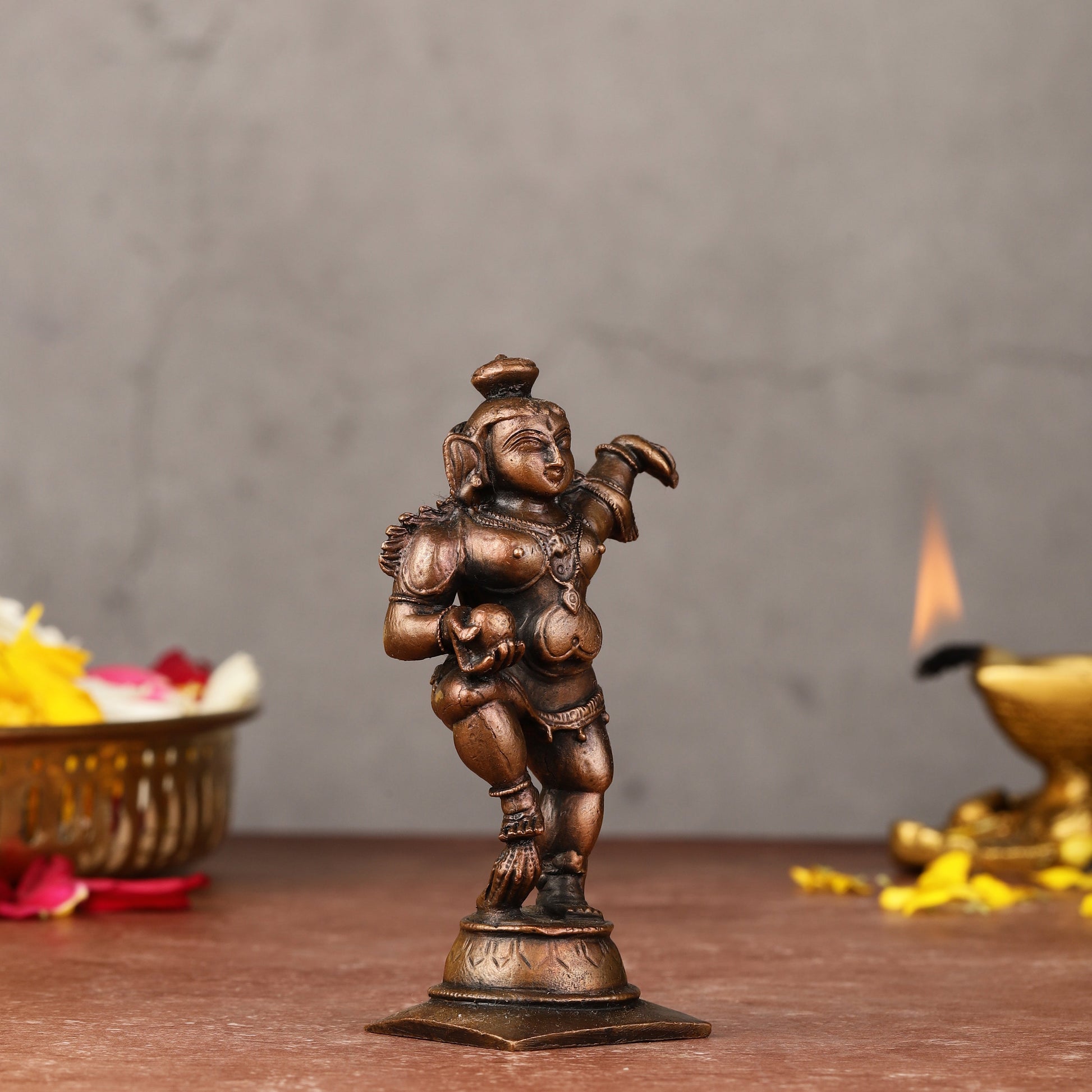Pure Copper Dancing Krishna Idol - 3.75-inch-2