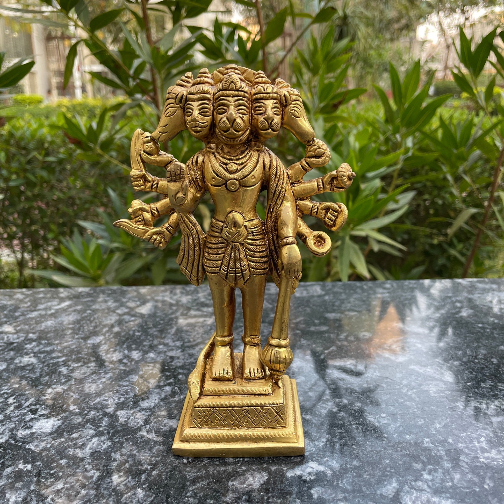 Brass Lord Panchmukhi Hanuman 7 Inches Idol-0
