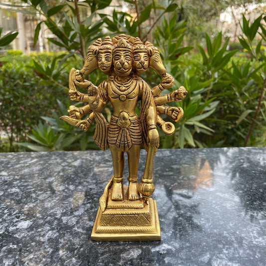 Brass Lord Panchmukhi Hanuman 7 Inches Idol-0