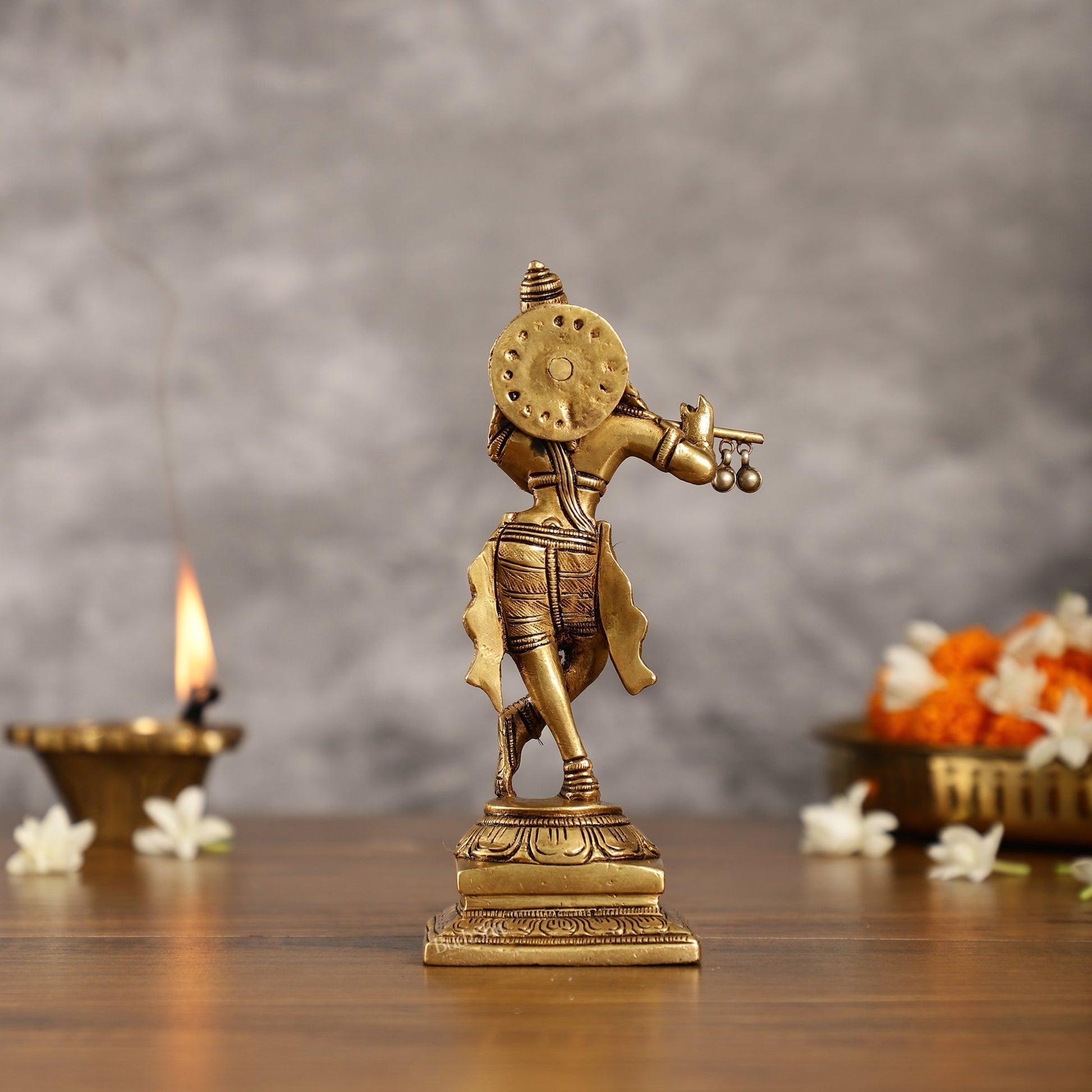 Brass Lord Krishna Idol | Height 7.5 inch-3