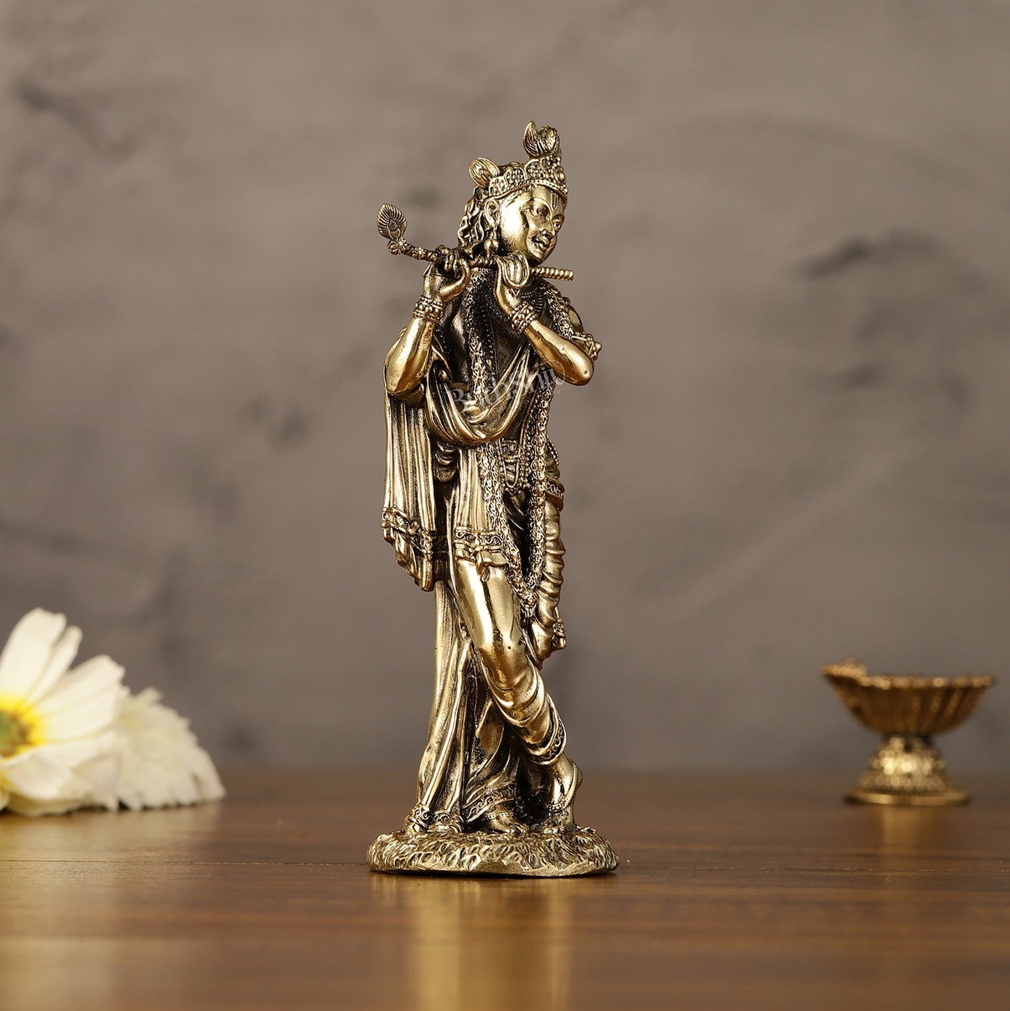 Brass Superfine Intricate Krishna Idol - 6" Height-1