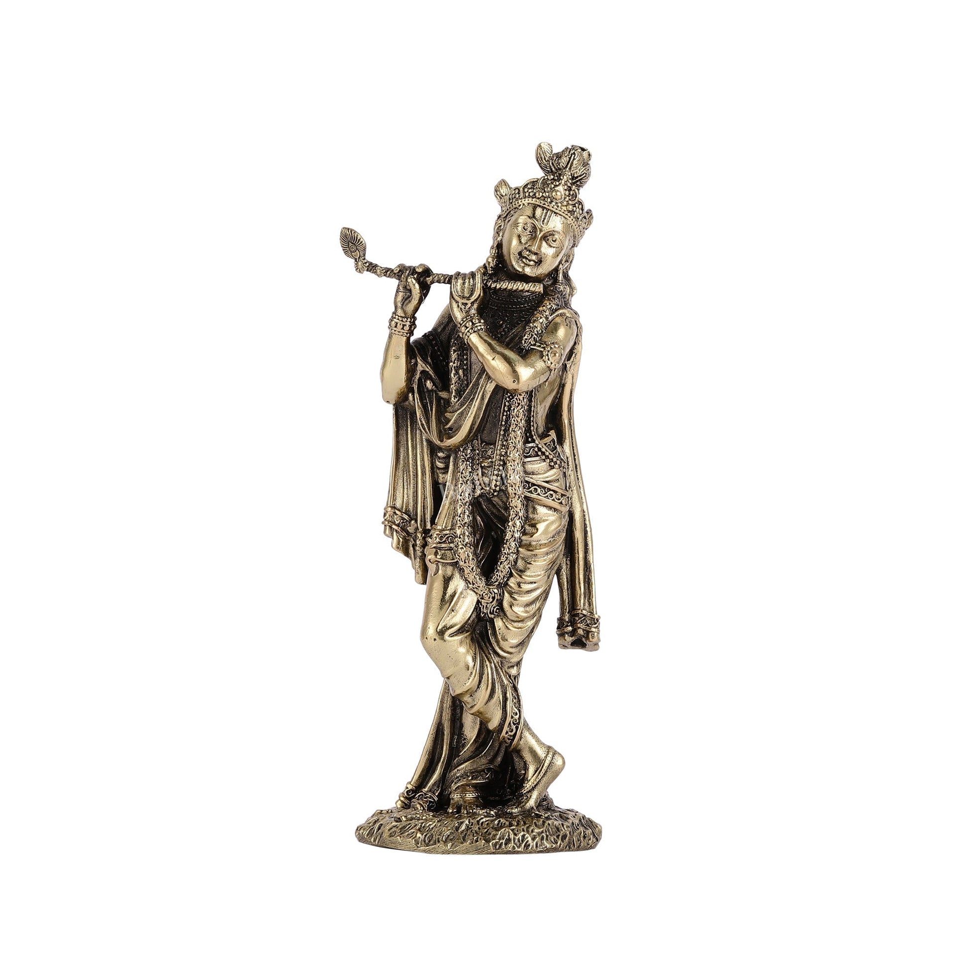 Brass Superfine Intricate Krishna Idol - 6" Height-4