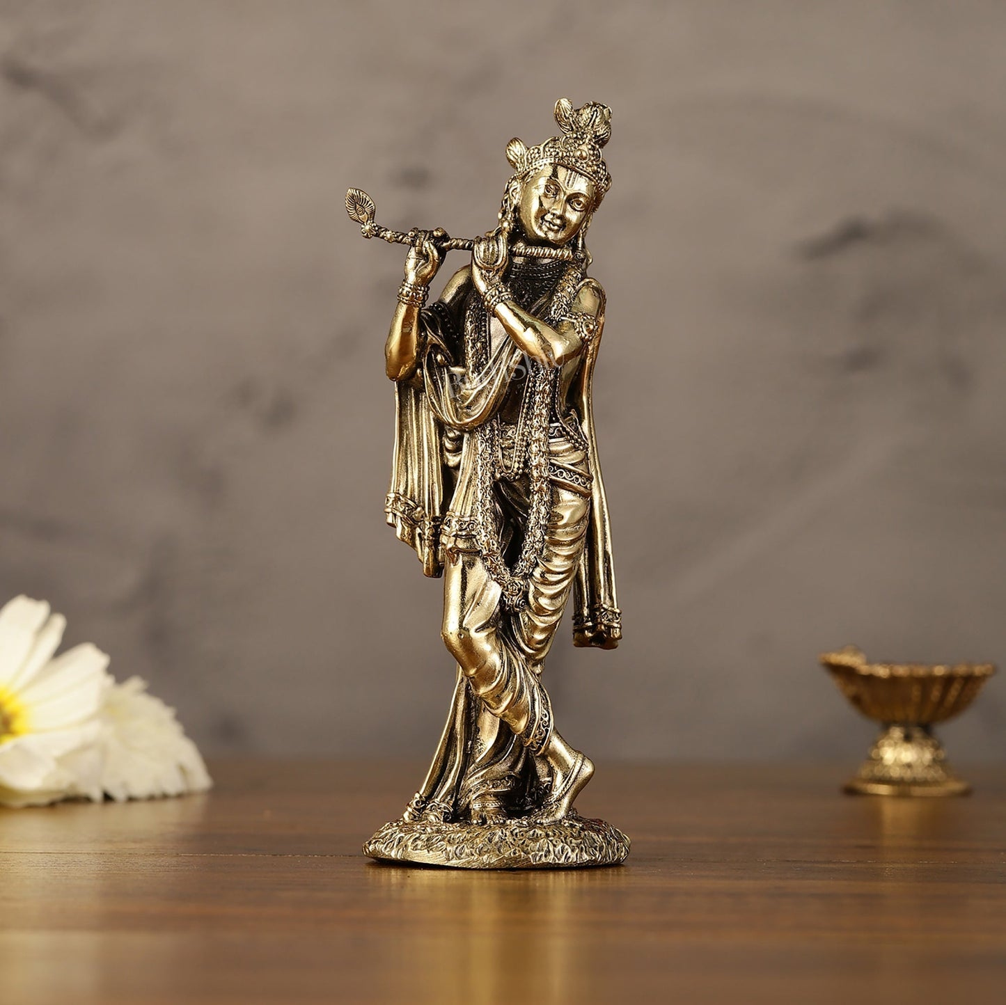 Brass Superfine Intricate Krishna Idol - 6" Height-0