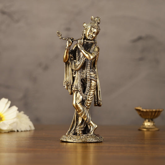 Brass Superfine Intricate Krishna Idol - 6" Height-0