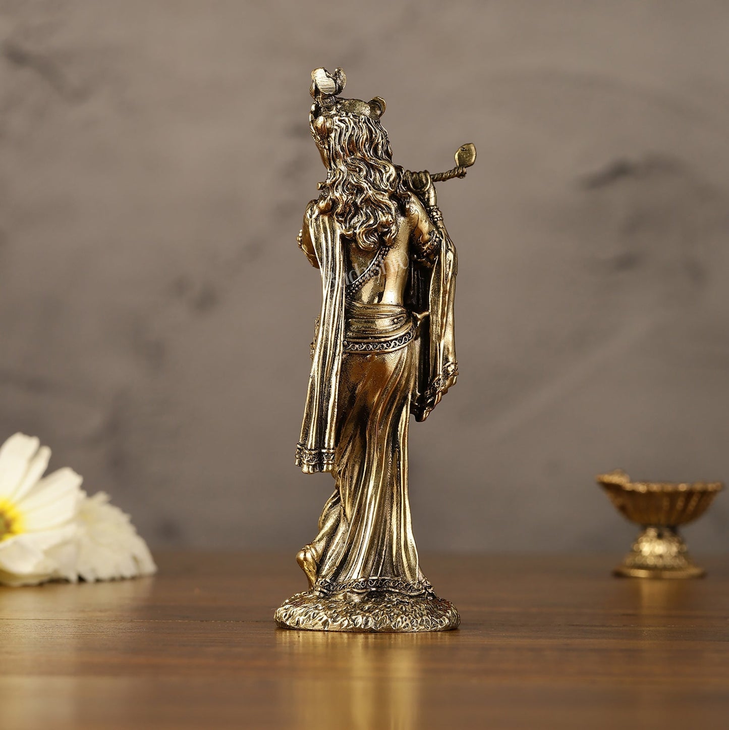 Brass Superfine Intricate Krishna Idol - 6" Height-3