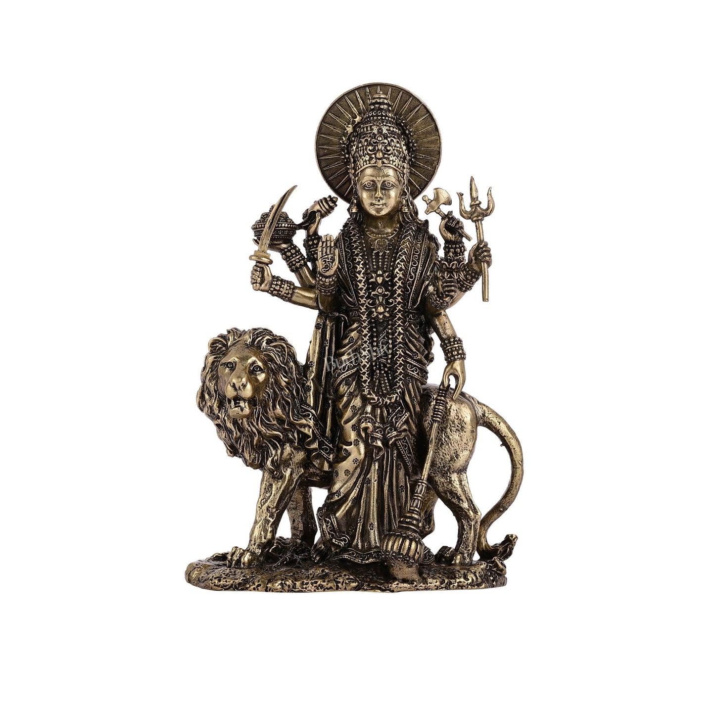 Pure Brass Standing Durga Ma Idol - 6 Inch-4