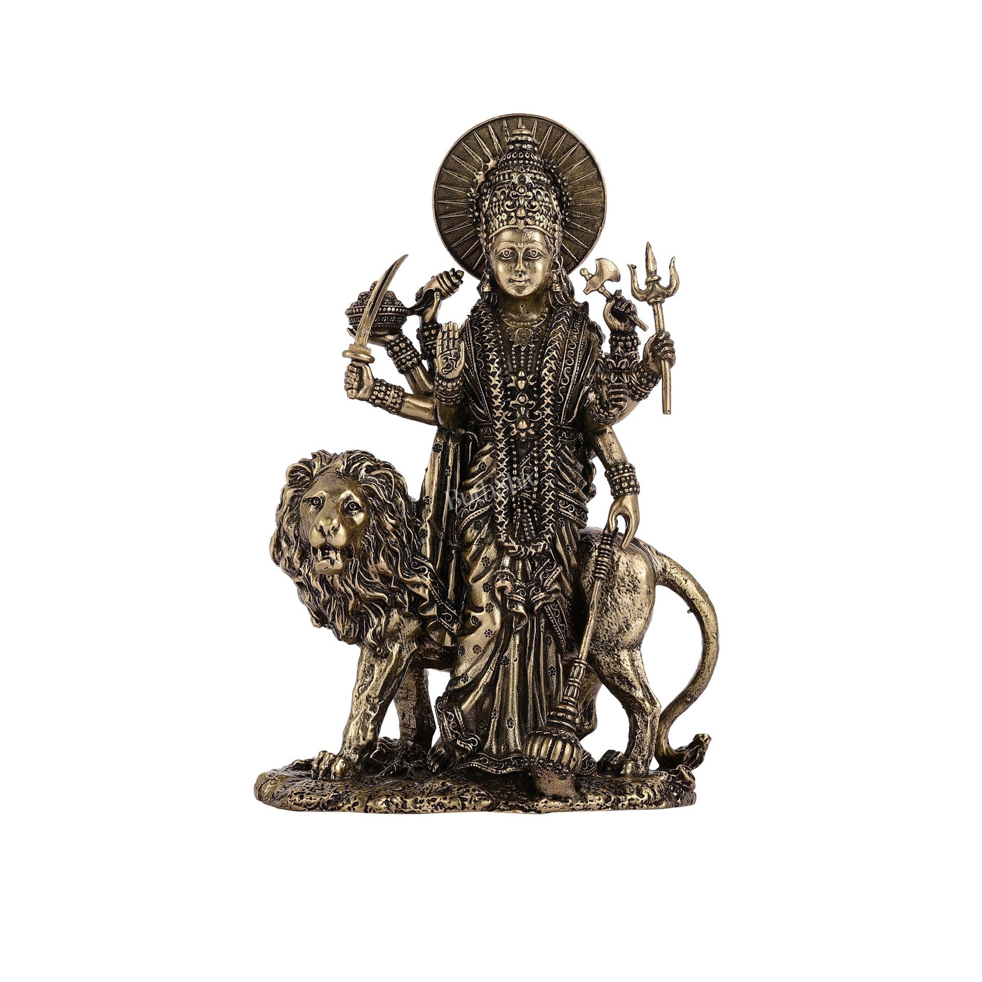 Pure Brass Standing Durga Ma Idol - 6 Inch-4