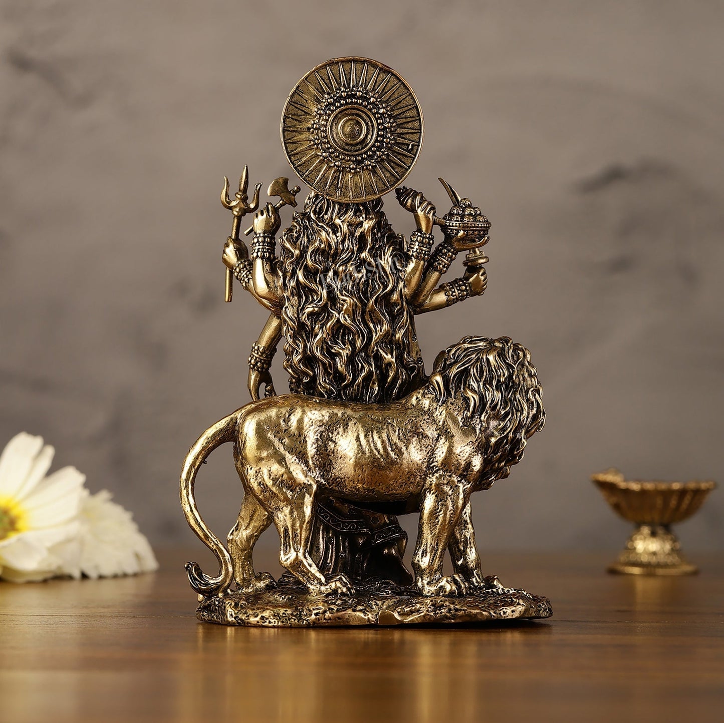 Pure Brass Standing Durga Ma Idol - 6 Inch-3
