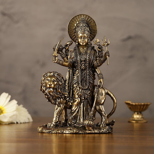 Pure Brass Standing Durga Ma Idol - 6 Inch-0