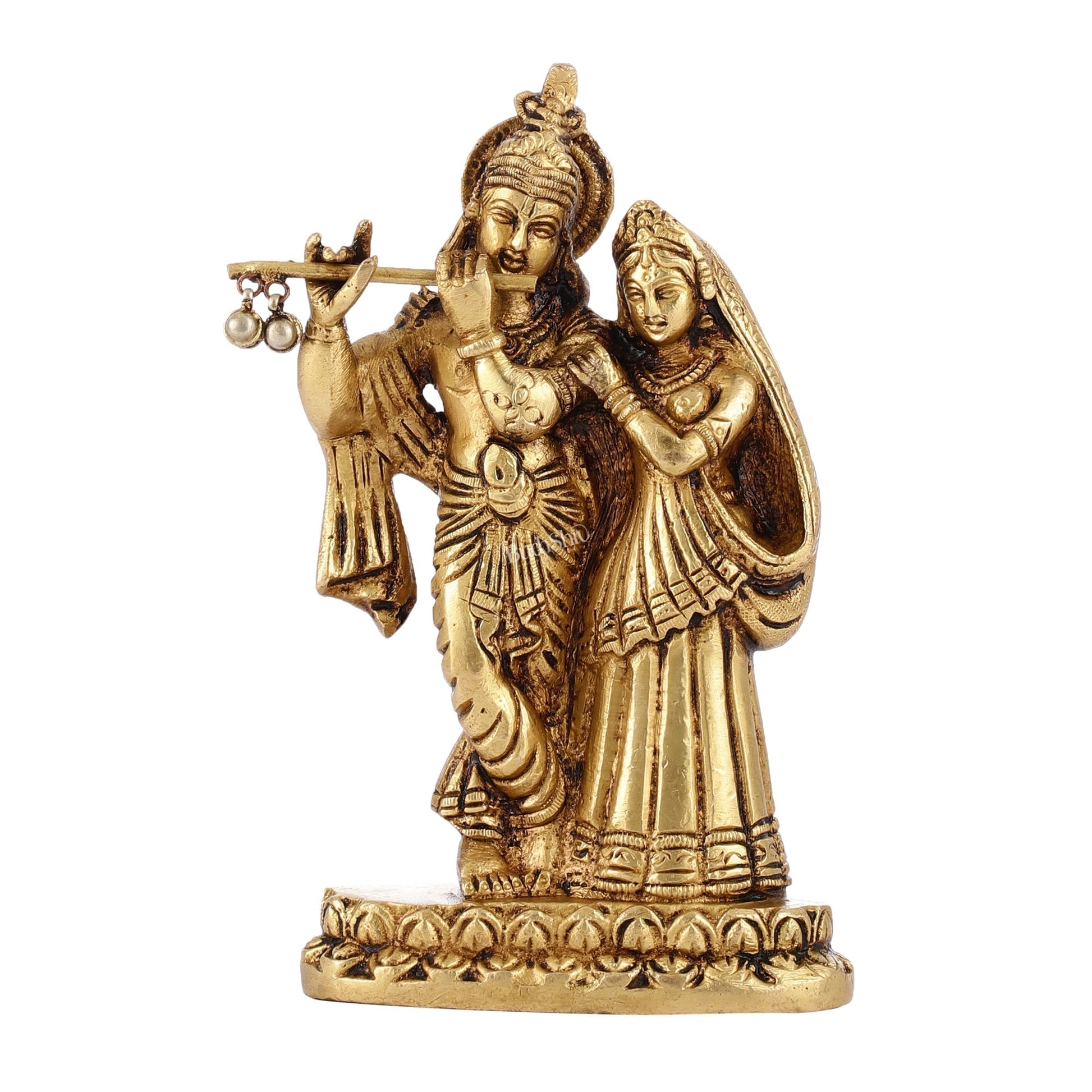Superfine Brass Radha Krishna Idol - 6 Inch Statue-4
